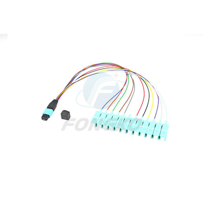 Single Mode 0.9mm lc MPO To SC Mtp Fanout Cable 0.5m 12 Fiber